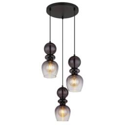 Netlighting Clarity Cluster Pendant Matt Black Smoke Glass Shade 3x E27 - thumbnail 1