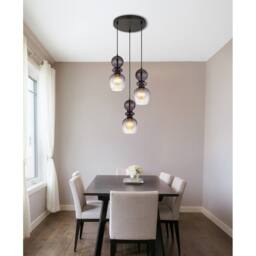 Netlighting Clarity Cluster Pendant Matt Black Smoke Glass Shade 3x E27 - thumbnail 5