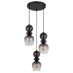 Netlighting Clarity Cluster Pendant Matt Black Smoke Glass Shade 3x E27 - thumbnail 2