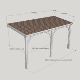 Rutland County Garden Furniture Ltd Felt Shingle Roof Car Port 3 Post, Wood - L350 x W578 cm - Light Green - thumbnail 5