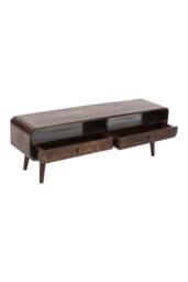 IH Design Rowledge Dark Mango Wood Large TV Stand 2 Drawers in Dark Brown - thumbnail 4