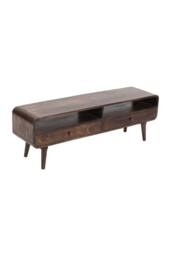 IH Design Rowledge Dark Mango Wood Large TV Stand 2 Drawers in Dark Brown - thumbnail 2