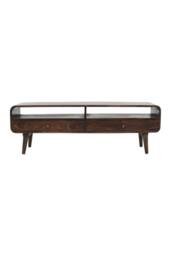 IH Design Rowledge Dark Mango Wood Large TV Stand 2 Drawers in Dark Brown - thumbnail 3