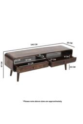 IH Design Rowledge Dark Mango Wood Large TV Stand 2 Drawers in Dark Brown - thumbnail 6