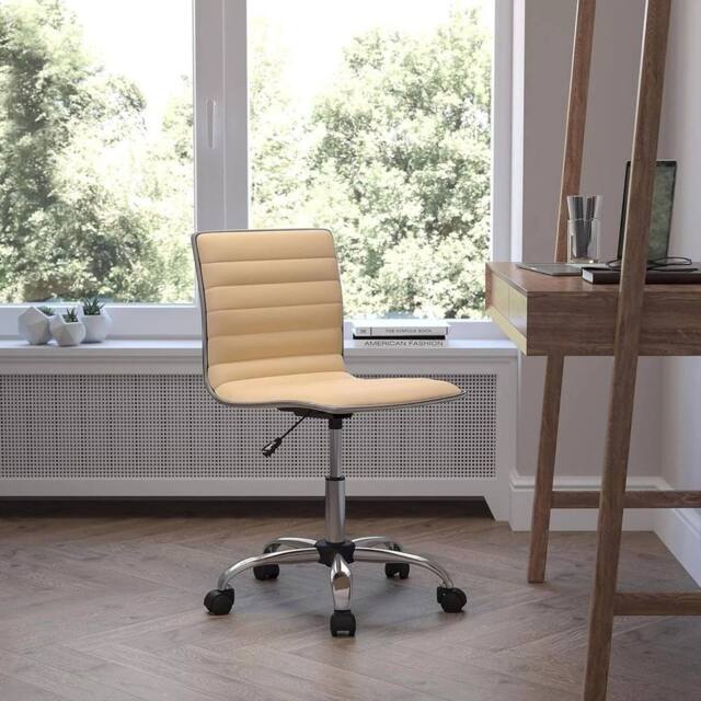 FORGEVIO Office Chair Tan PU Leather Adjustable Height Swivel Padded - image 1