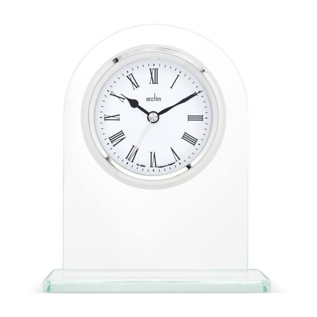 Acctim Ascott Mantel Clock Quartz Glass Energy Efficient Movement Chrome in Metallic Silver - image 1