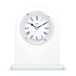 Acctim Ascott Mantel Clock Quartz Glass Energy Efficient Movement Chrome in Metallic Silver