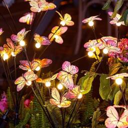 Obasyhig 6 LEDs Solar Butterfly & Firefly Garden Ground Lights in Pink - thumbnail 6