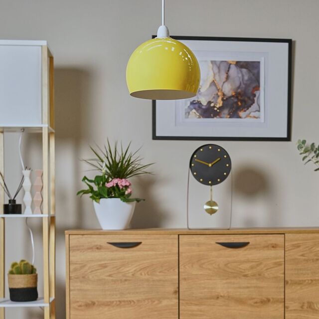 ValueLights Mini Arco Pair of Yellow Ceiling Pendant Shade - image 1