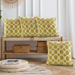Luxury Living Luxury Chenille Cushion set of 4 in Lime - Size: 45 cm x 45 cm - thumbnail 4