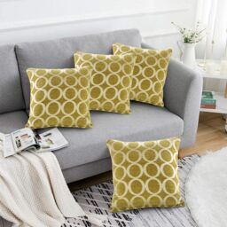 Luxury Living Luxury Chenille Cushion set of 4 in Lime - Size: 45 cm x 45 cm - thumbnail 3