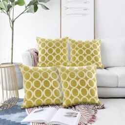 Luxury Living Luxury Chenille Cushion set of 4 in Lime - Size: 45 cm x 45 cm - thumbnail 5