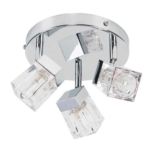 ValueLights Ritz Ice Cube Polished Chrome IP44 Bathroom 3 Way Spotlight Flush Ceiling Light in Silver - image 1