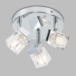 ValueLights Ritz Ice Cube Polished Chrome IP44 Bathroom 3 Way Spotlight Flush Ceiling Light in Silver - thumbnail 3