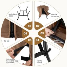 Costway Modern Leisure Reading Chair Lounge Chair Lazy Chair w/ Ottoman in Brown - thumbnail 4