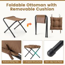 Costway Modern Leisure Reading Chair Lounge Chair Lazy Chair w/ Ottoman in Brown - thumbnail 7