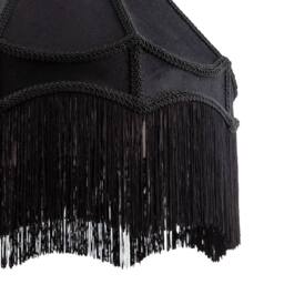 Happy Homewares Traditional Victorian Empire Soft Velvet Lamp Shade with Lengthy Tassels in Black - Size: 16 inches - thumbnail 3