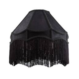 Happy Homewares Traditional Victorian Empire Soft Velvet Lamp Shade with Lengthy Tassels in Black - Size: 16 inches