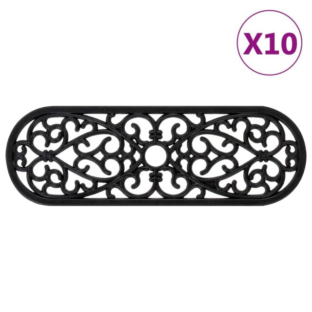 Berkfield Home Stair Treads 10 pcs 25x75 cm Rubber in Black - Size: Medium - image 1