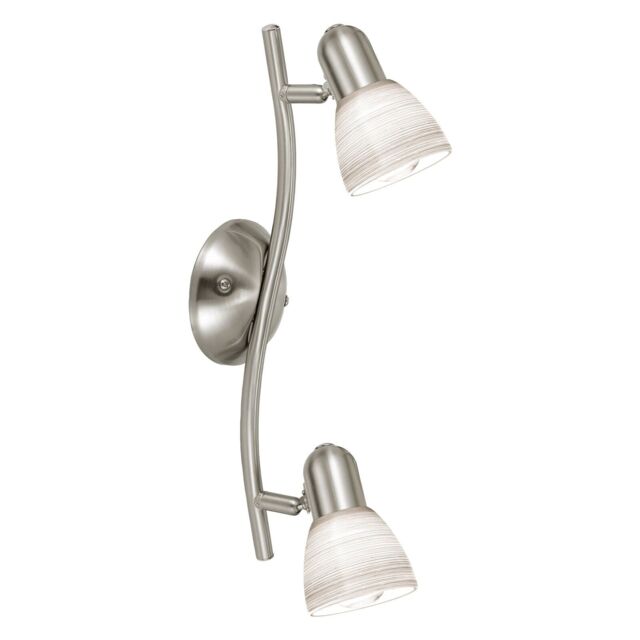 Loops Wall Light Colour Satin Nickel Shade White Glass Wiping Technique Bulb E14 2x40W in Metallics - image 1