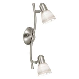 Loops Wall Light Colour Satin Nickel Shade White Glass Wiping Technique Bulb E14 2x40W in Metallics