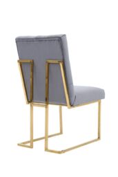 Life Interiors Set of 2 Siena Luxury Tufted Velvet Dining Chairs with Gold Frame in Grey - thumbnail 4