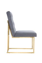Life Interiors Set of 2 Siena Luxury Tufted Velvet Dining Chairs with Gold Frame in Grey - thumbnail 3