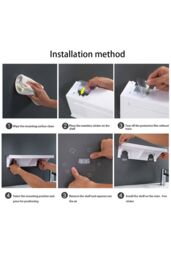 Living and Home Self-Adhesive Shelf Wall-mount Waterproof Shower Rack with Fixing Groove for Bathroom in White - thumbnail 4