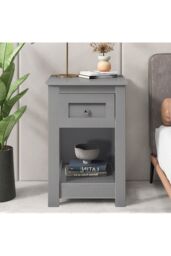 Living and Home One Drawer Small Side Table in Grey - thumbnail 1