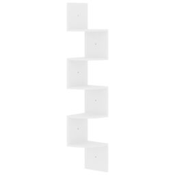 Berkfield Home Wall Corner Shelf High Gloss White 19x19x123 cm Engineered Wood - Size: 19 x 19 x 123 cm - thumbnail 2