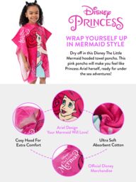 Disney Women's The Little Mermaid Towel Poncho in Pink - thumbnail 6