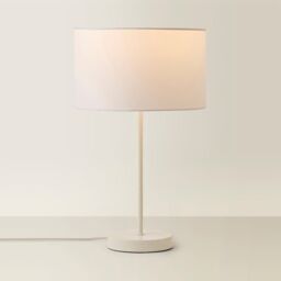ValueLights Charlie White Metal Single Stem Table Lamp with Fabric Drum Lamp Shade - thumbnail 3