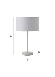 ValueLights Charlie White Metal Single Stem Table Lamp with Fabric Drum Lamp Shade - thumbnail 9