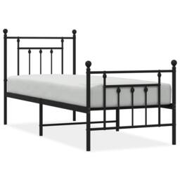 Berkfield Home Metal Bed Frame with Headboard & Footboard Black 75x190 cm Small Single - thumbnail 2