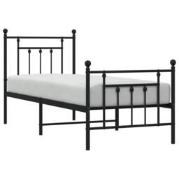 Berkfield Home Metal Bed Frame with Headboard & Footboard Black 75x190 cm Small Single - thumbnail 4