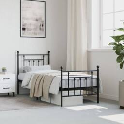 Berkfield Home Metal Bed Frame with Headboard & Footboard Black 75x190 cm Small Single - thumbnail 3