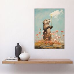 "Artery8 The Otters Gift Artwork Floral Watercolour Crimson & Blue Large Wall Unframed Art Poster Print Thick Paper 18X24 Inch - Size: W18"" x H24""" - thumbnail 4