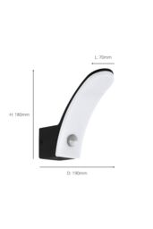 Eglo Fiumicino LED Aluminium & Plastic Outdoor Wall Light With Sensor in Black - thumbnail 5