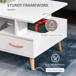 HOMCOM Modern Minimalism Storage Coffee Table Wooden Living Reception Room in White - thumbnail 5