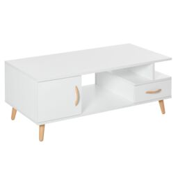 HOMCOM Modern Minimalism Storage Coffee Table Wooden Living Reception Room in White - thumbnail 2