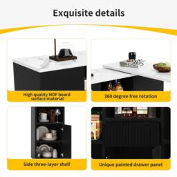 BTM 360° Swivel Bar Table with Marble Top in White - thumbnail 9
