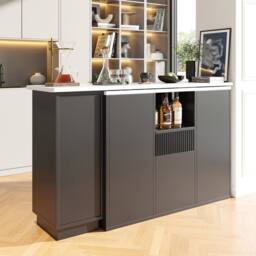 BTM 360° Swivel Bar Table with Marble Top in White - thumbnail 2
