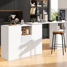 BTM 360° Swivel Bar Table with Marble Top in White - thumbnail 4