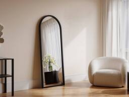 Vente-unique Large Arched Paulownia Wood Mirror - L65 X H170 Cm - Black - SHANGI - thumbnail 1