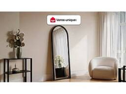 Vente-unique Large Arched Paulownia Wood Mirror - L65 X H170 Cm - Black - SHANGI - thumbnail 4