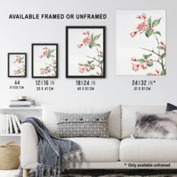 "Artery8 Kaido Crabapple Flower Bloom Retro Japan Wall Art Print Morikaga in Pink - Size: W18"" x H24""" - thumbnail 3