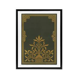 "Artery8 Antique Art Deco Botanical Pattern Audsley Framed Canvas Wall Art in Green - Size: W24"" x H32""" - thumbnail 1