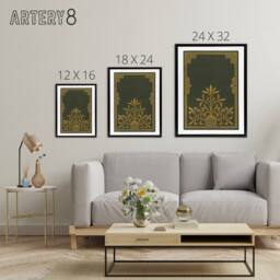 "Artery8 Antique Art Deco Botanical Pattern Audsley Framed Canvas Wall Art in Green - Size: W24"" x H32""" - thumbnail 4