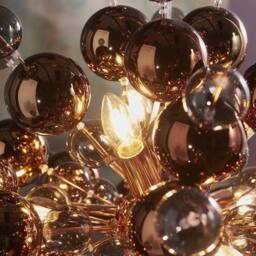 Netlighting 'PAVIA' Stylish Dimmable Indoor Modern 9 Light Glass Ceiling Pendant in Copper - thumbnail 5