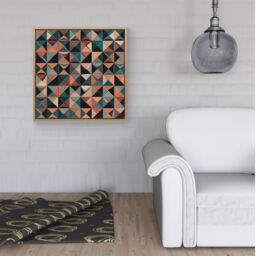 Warren Reed - Designer Geometric Print Pattern Framed Canvas in Light Brown - Size: w40 inch x h40 inch - thumbnail 2